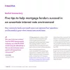 Image of laptop with cover slide of "Five tips to help mortgage lenders succeed in an uncertain interest rate environment" eBook